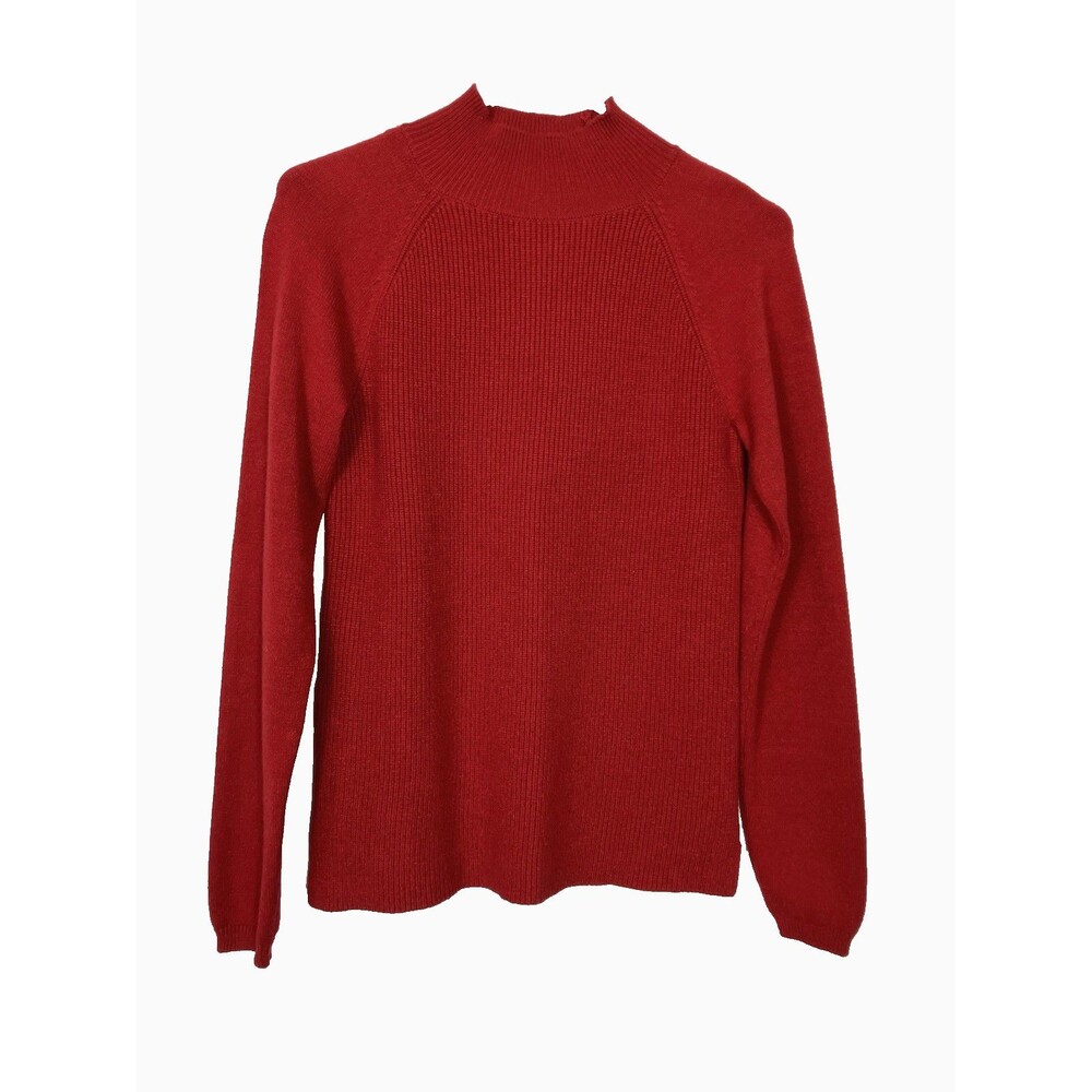 NorthStyle Womens Moch Turtleneck Ribbed Sweater Red Size Small